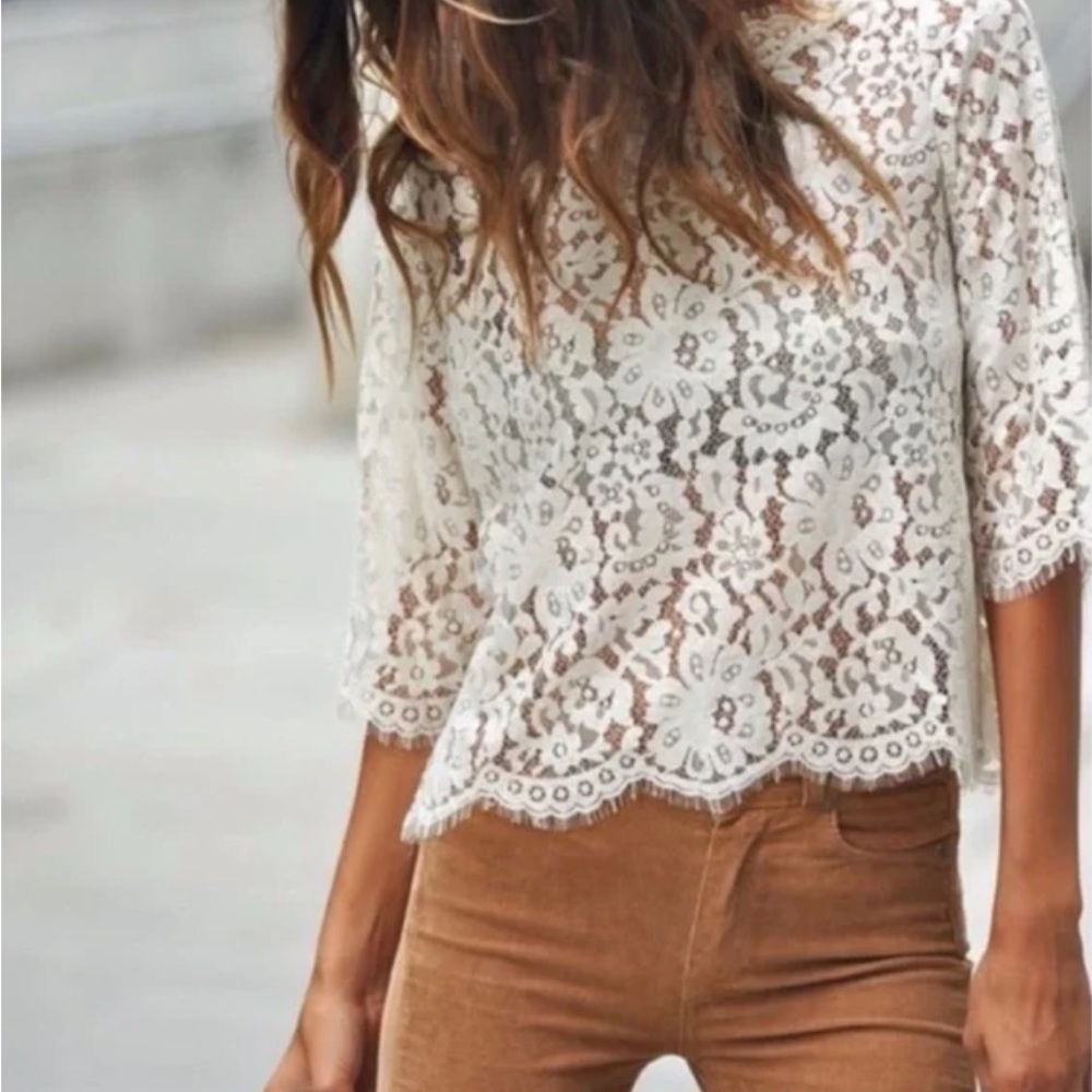 Joie Elvia Top in Cream Lace, Size Small
